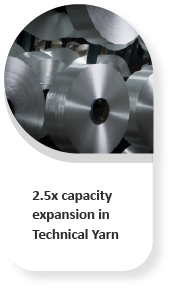 2.5X Capacity Expansion In Technical Yarn - Key Milestone